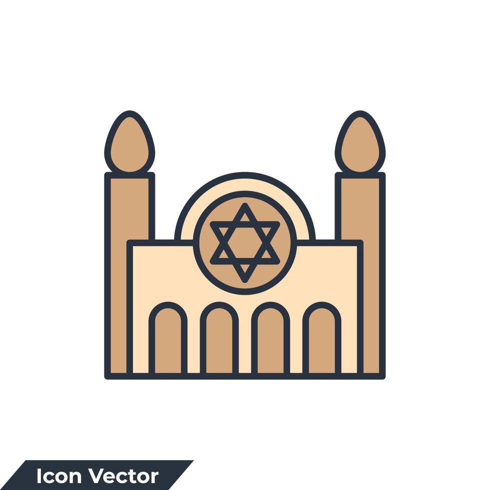 synagoga byggnad ikon logotyp vektor illustration. jewish hus av dyrkan symbol mall för grafisk och webb design samling