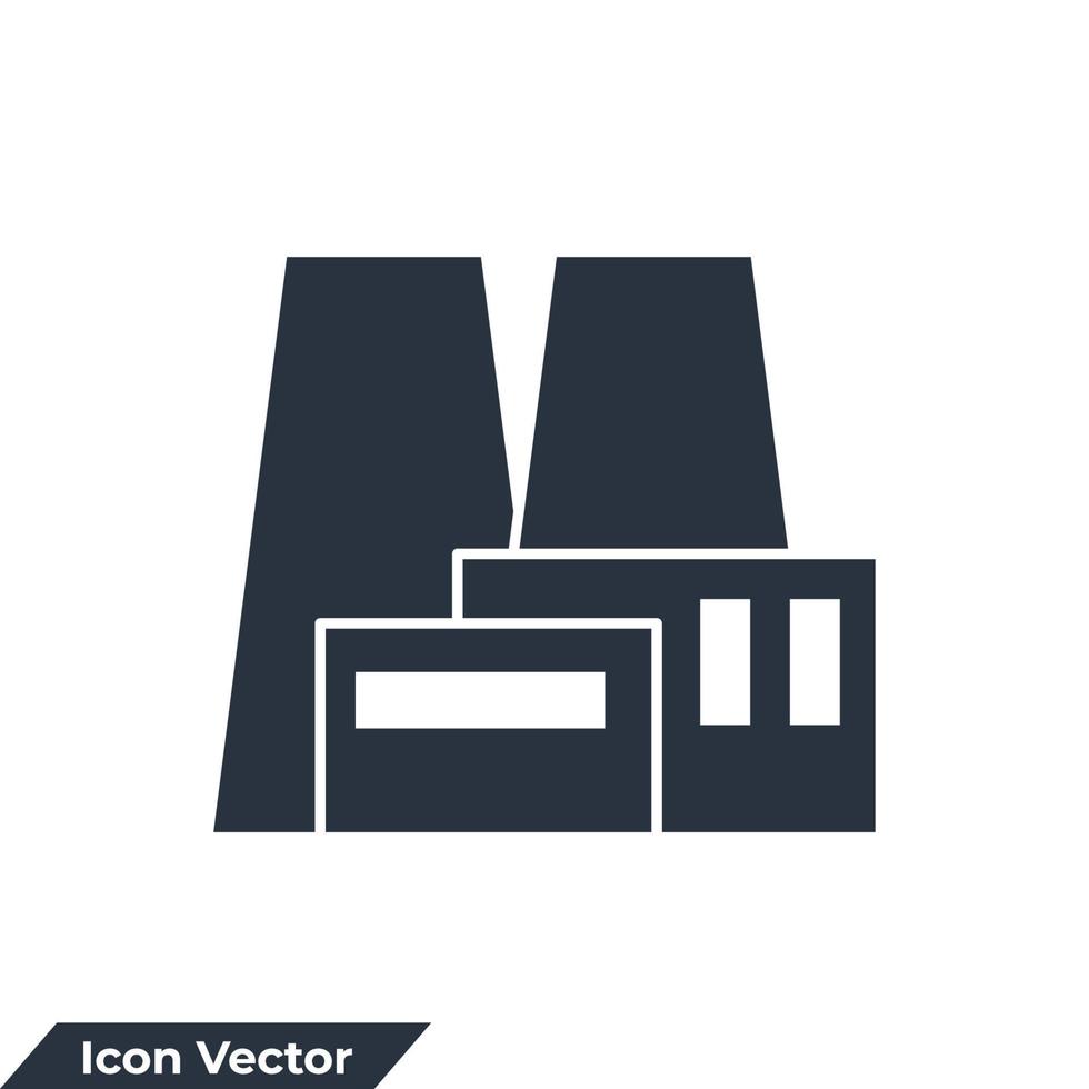 fabrik byggnad ikon logotyp vektor illustration. industriell byggnad symbol mall för grafisk och webb design samling