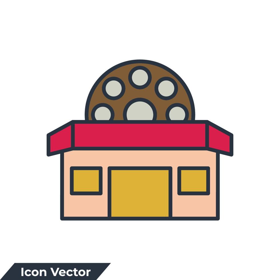 teater bio byggnad ikon logotyp vektor illustration. teater bio symbol mall för grafisk och webb design samling