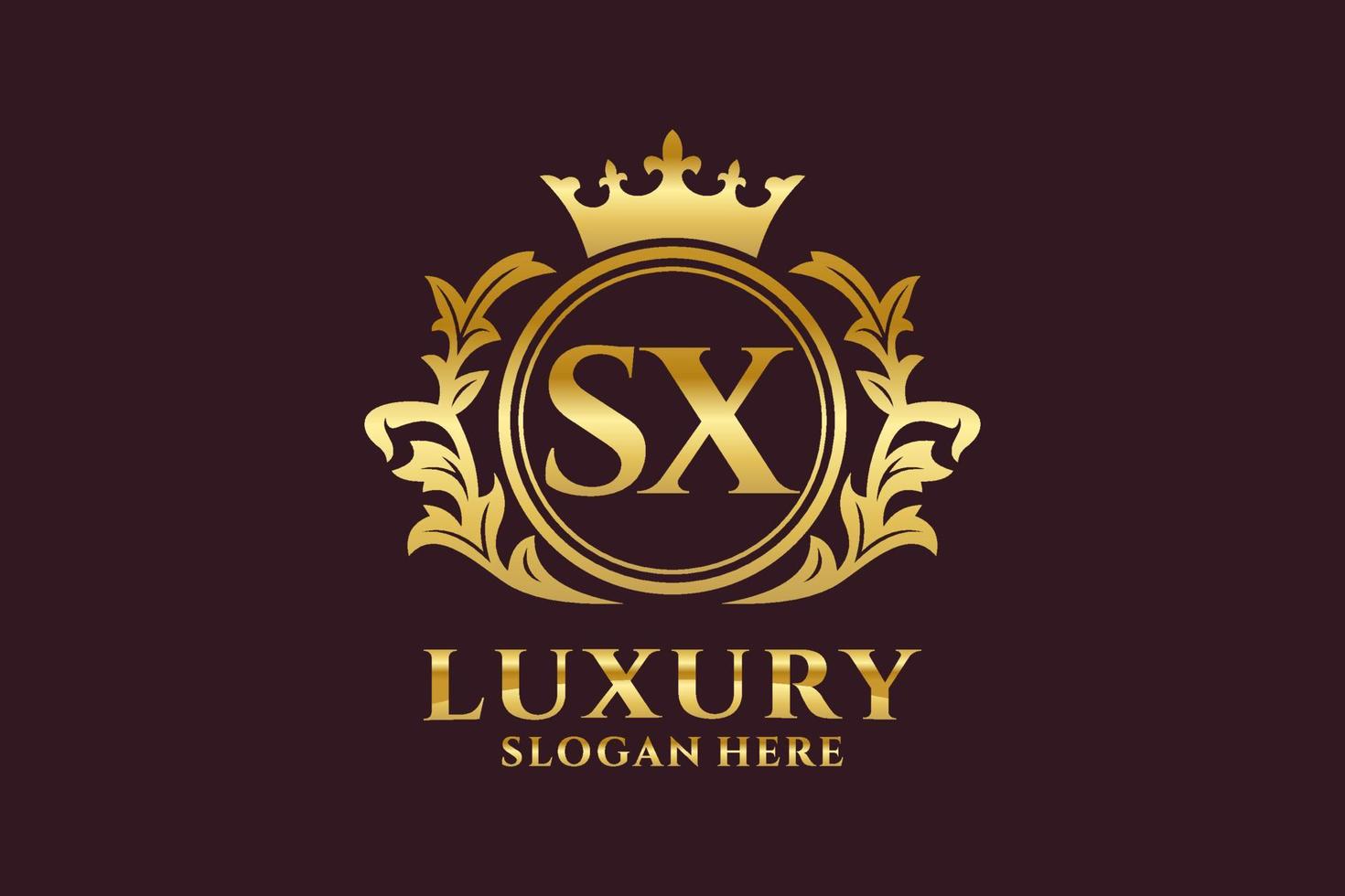 königliche luxus-logo-vorlage mit sx-anfangsbuchstaben in vektorgrafiken für luxuriöse branding-projekte und andere vektorillustrationen. vektor