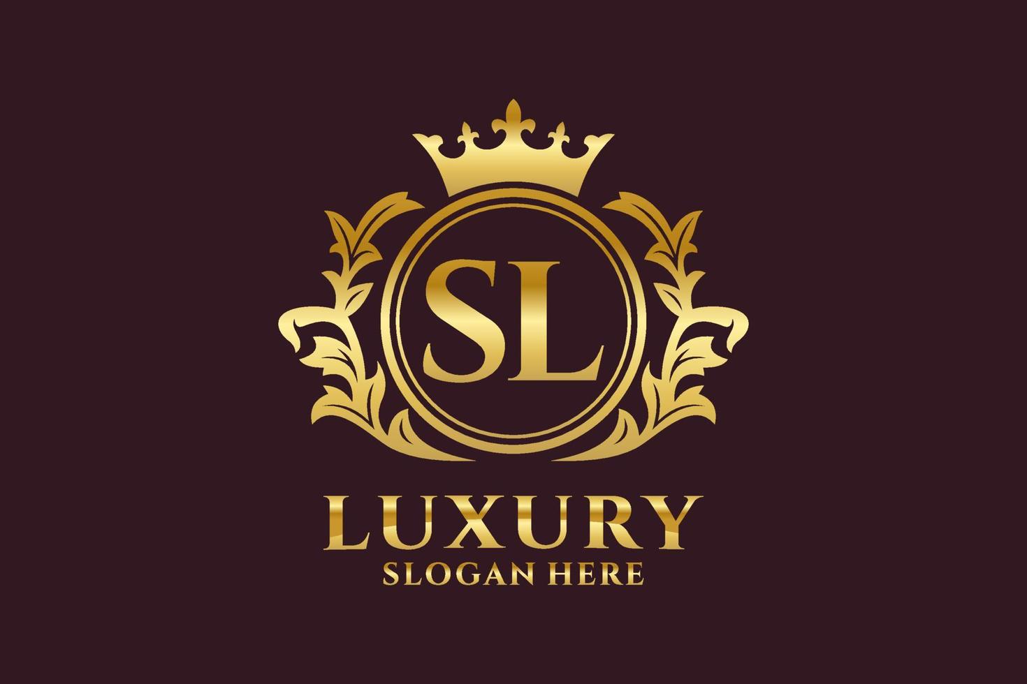 Royal Luxury Logo-Vorlage mit anfänglichem sl-Buchstaben in Vektorgrafiken für luxuriöse Branding-Projekte und andere Vektorillustrationen. vektor