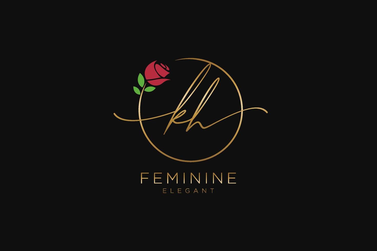 initiales kh feminines logo schönheitsmonogramm und elegantes logodesign, handschriftlogo der ersten unterschrift, hochzeit, mode, floral und botanisch mit kreativer vorlage. vektor