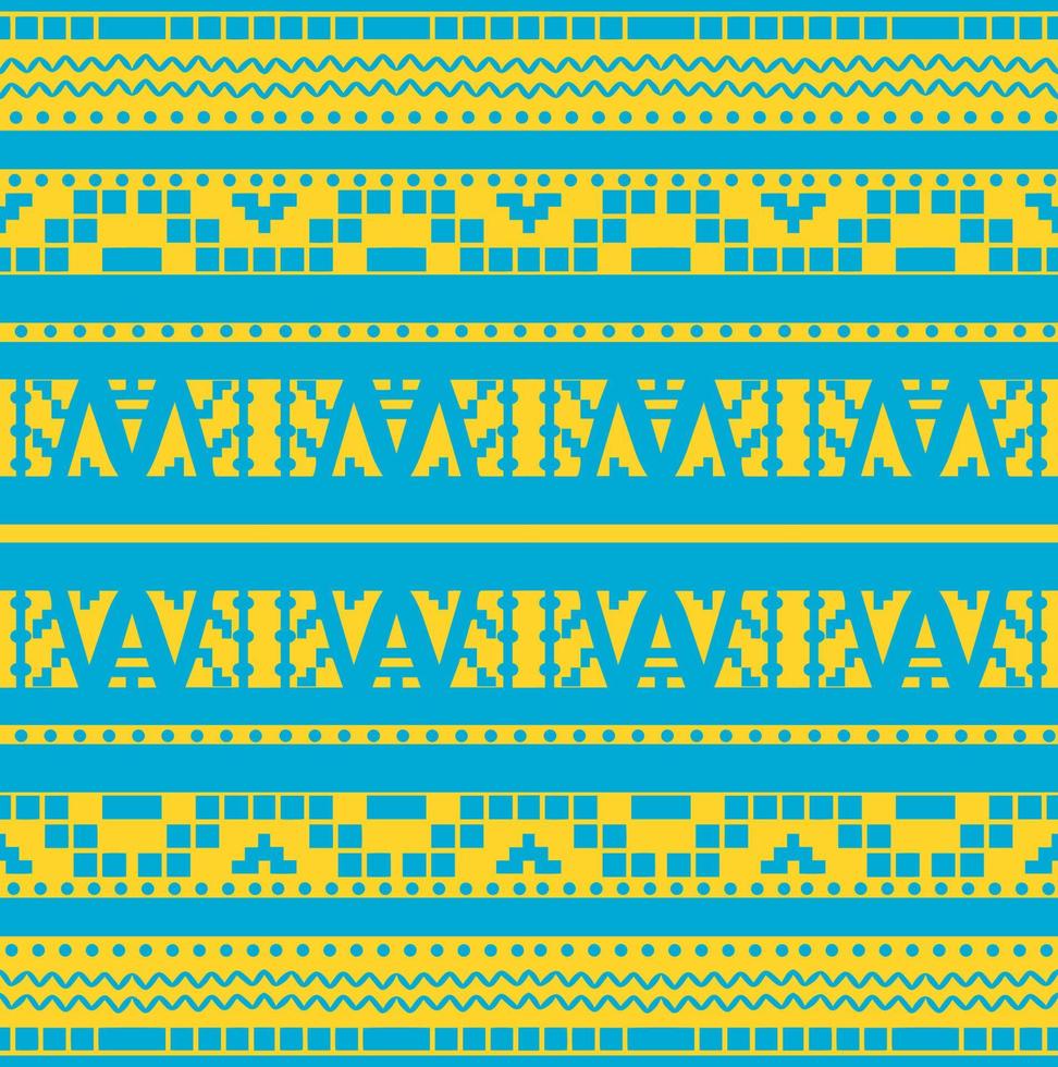 geometrisk sömlös mönster med gul och blå Färg. etnisk textil- design i ikat, boho, aztek, folk, motiv, zigenare, arabiska, indisk stil, batak, stam- stil. vektor