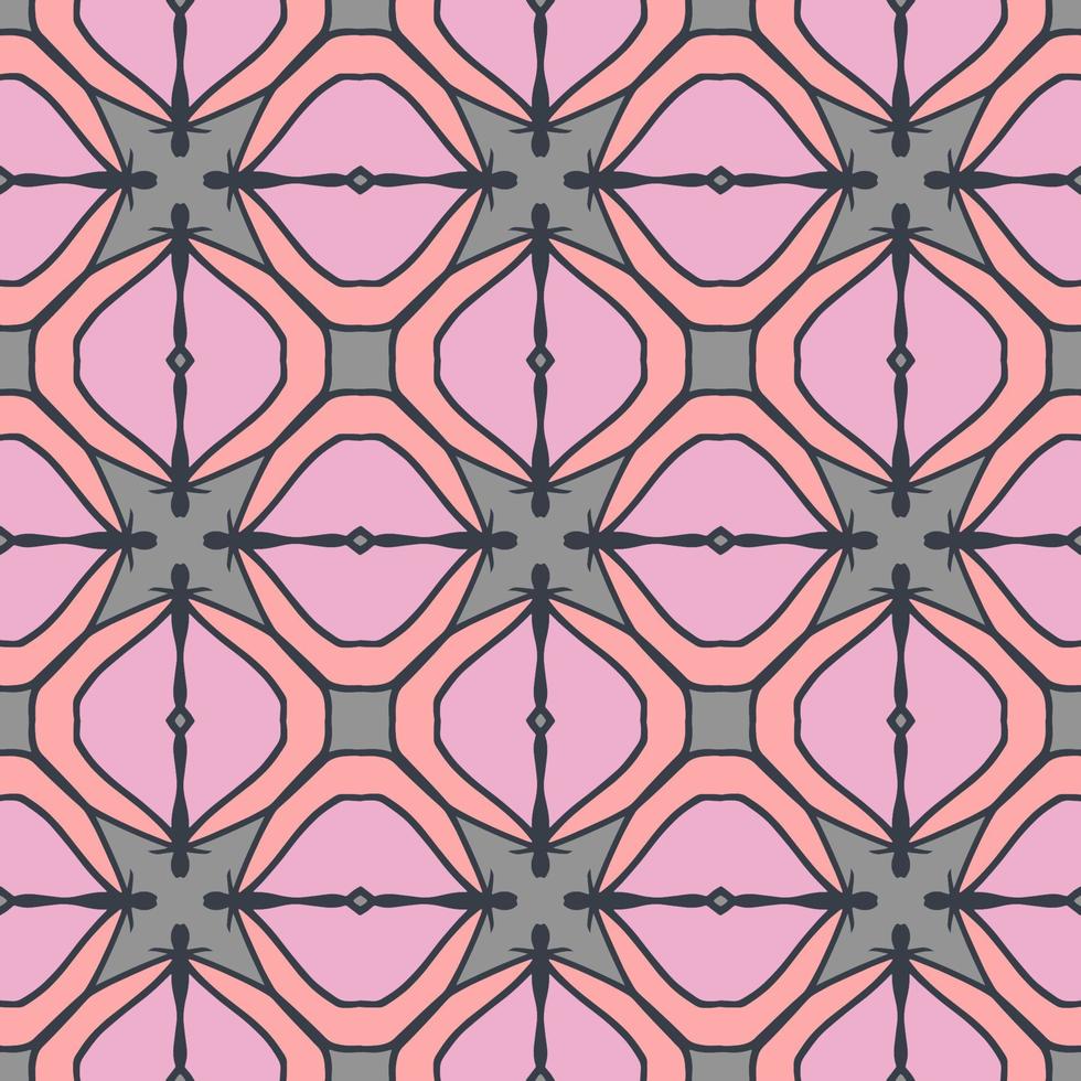 rosa geometrisk sömlös mönster med stam- form. mönster designad i ikat, aztek, marockanska, thai, lyx arabicum stil. idealisk för tyg plagg, keramik, tapet. vektor illustration.