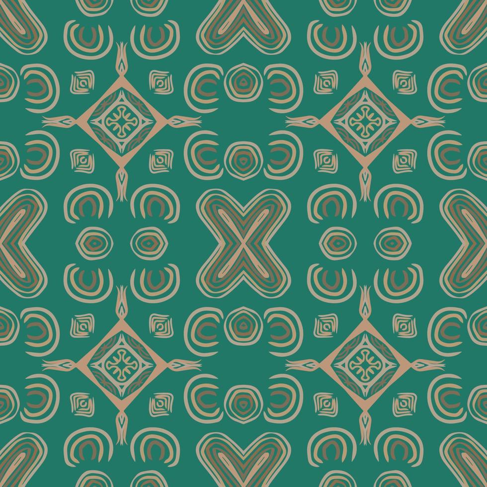 elegantes grünes geometrisches nahtloses muster mit stammesform. muster im ikat-, azteken-, marokkanischen, thailändischen, luxuriösen arabischen stil. Ideal für Stoffkleidung, Keramik, Tapeten. Vektor-Illustration. vektor