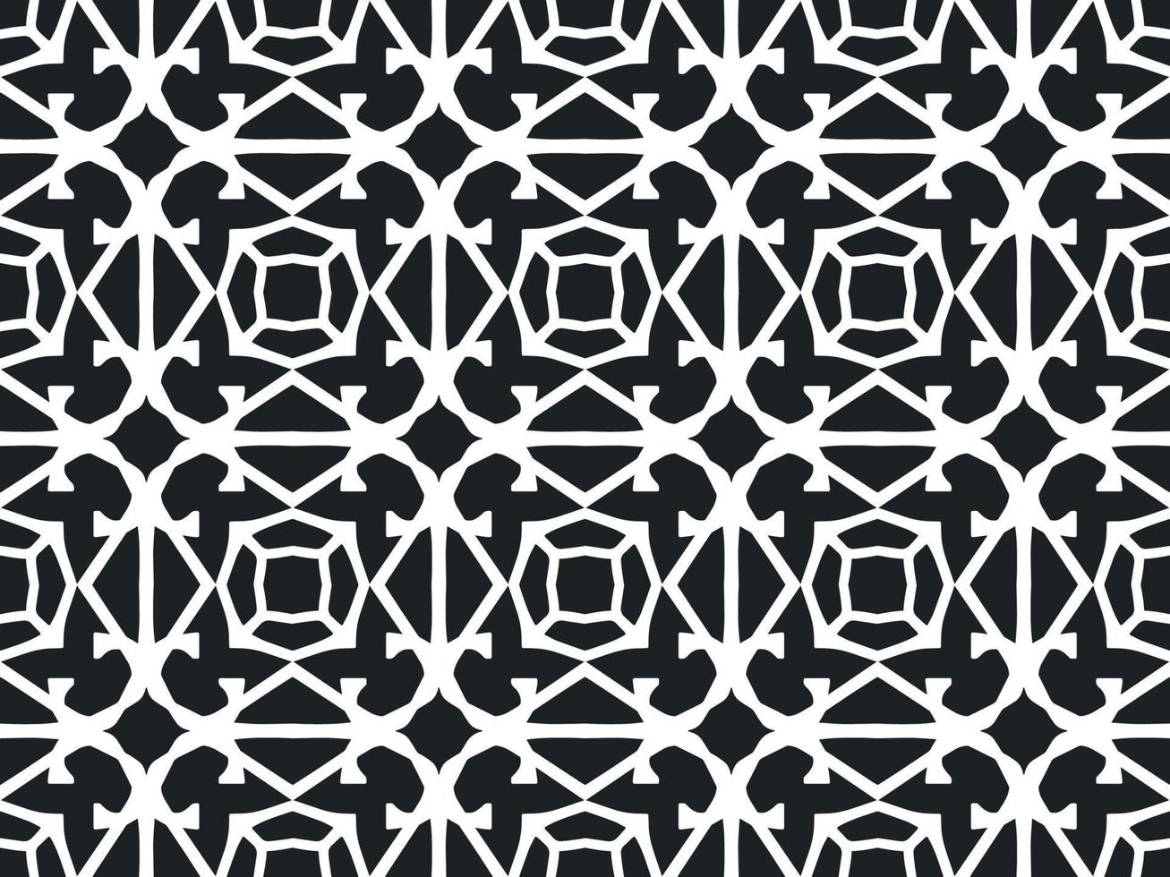 nahtloses Schwarzweiss-Muster. geometrisches musterdesign in aztekischen symbolen, ethnischer stil, ideal für herrenhemd, männliche mode, kindertischdecke, geschenkpapier, tapete, hintergrund. vektor