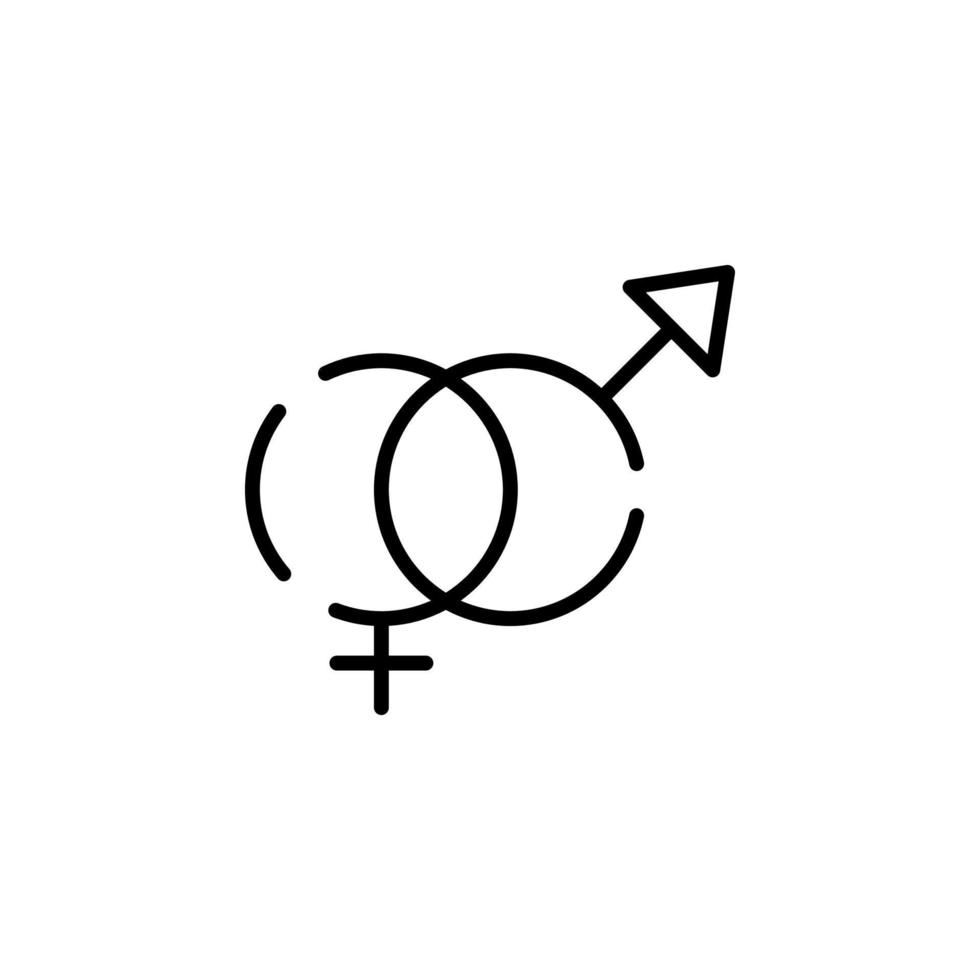kön, tecken, manlig, kvinna, hetero prickad linje ikon vektor illustration logotyp mall. lämplig för många syften.