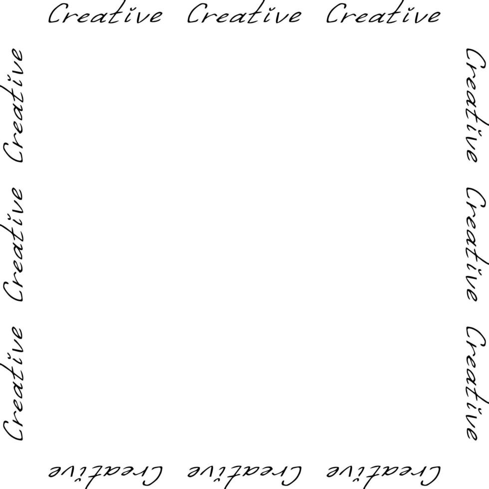 fyrkant ram med svart text kreativ på vit bakgrund. vektor bild.
