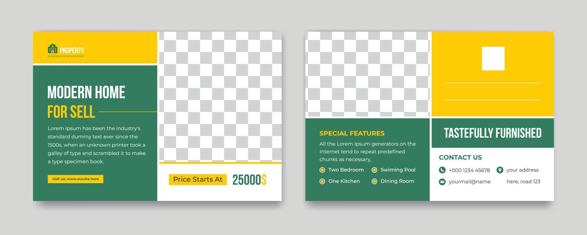 Design von Vektorvorlagen für Immobilienpostkarten, Layouts von Immobilienpostkarten vektor