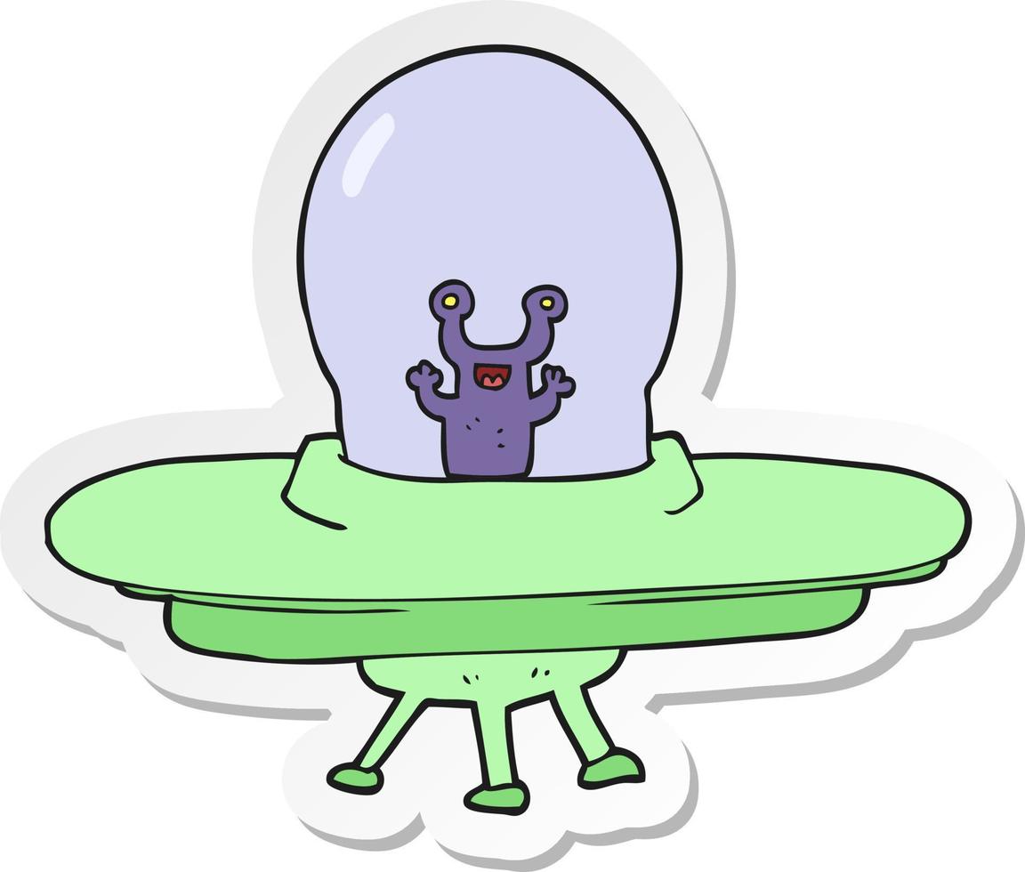 Aufkleber eines Cartoon-Alien-Raumschiffs vektor