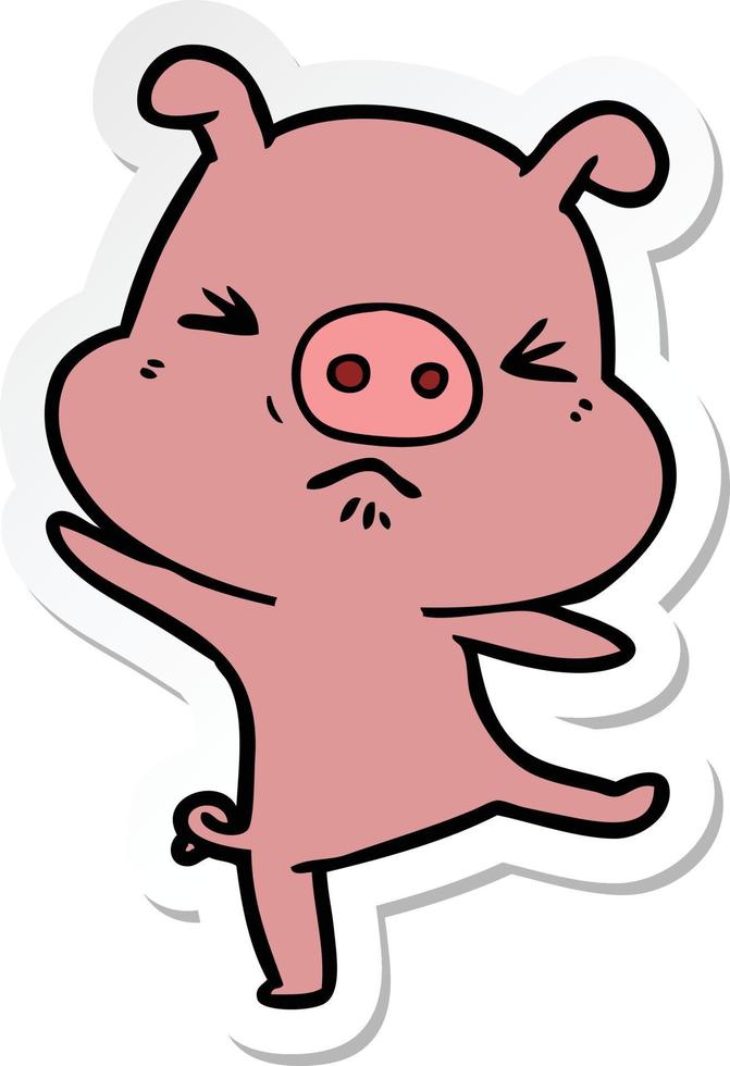 Aufkleber eines wütenden Cartoon-Schweins vektor