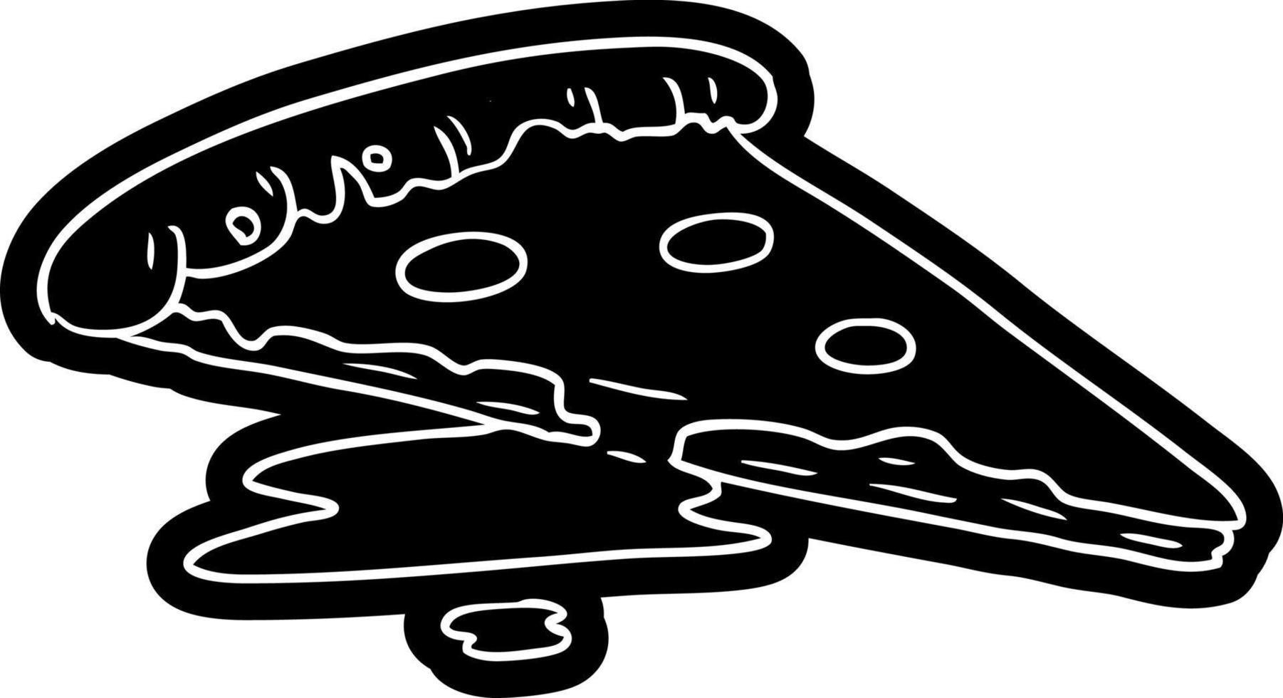 karikaturikonenzeichnung eines stücks pizza vektor