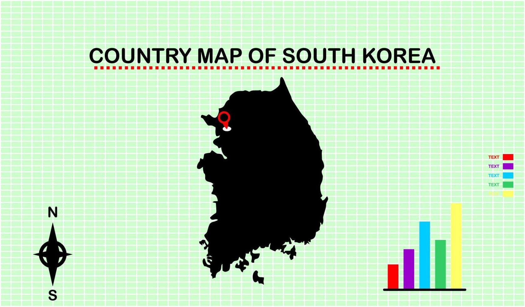 Vektorkarte von Südkorea mit Rasterhintergrund. mit Diagrammgrafiken begleitet vektor