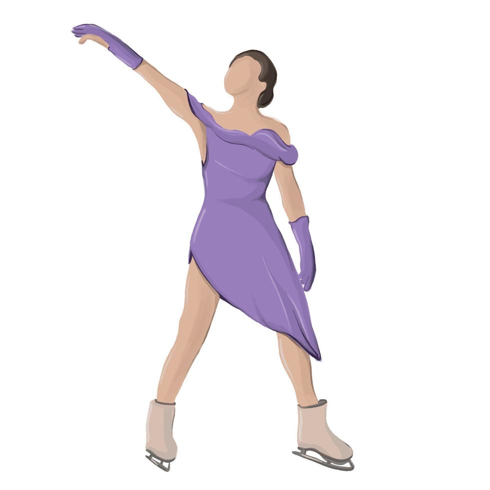 figur skridskoåkning platt tecknad serie illustration. kvinna på is vektor