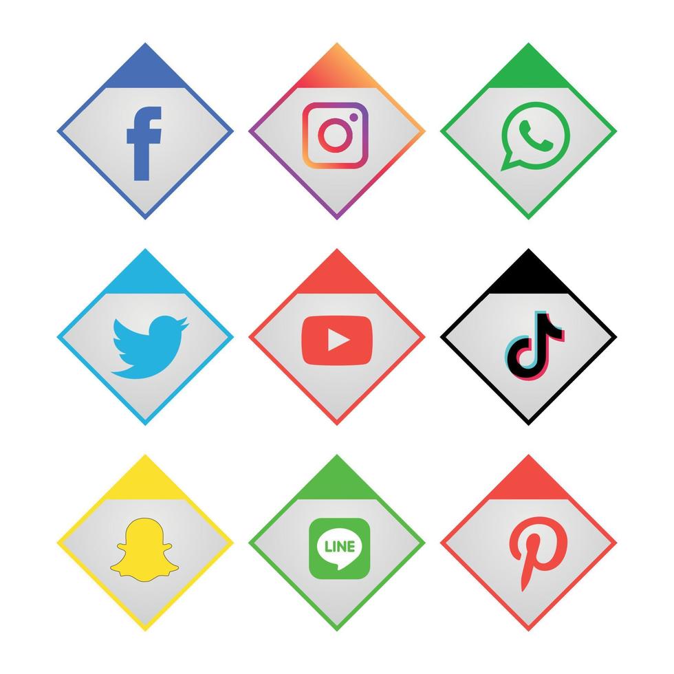 Social-Media-Symbole setzen Logo-Vektor-Illustrator vektor