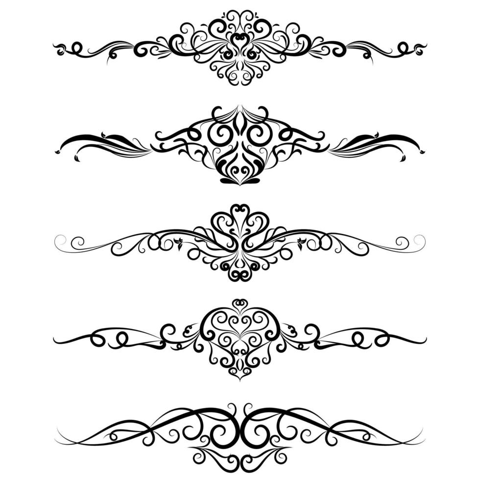 vektor illustration uppsättning av gräns calligraphic och avdelare dekorativ