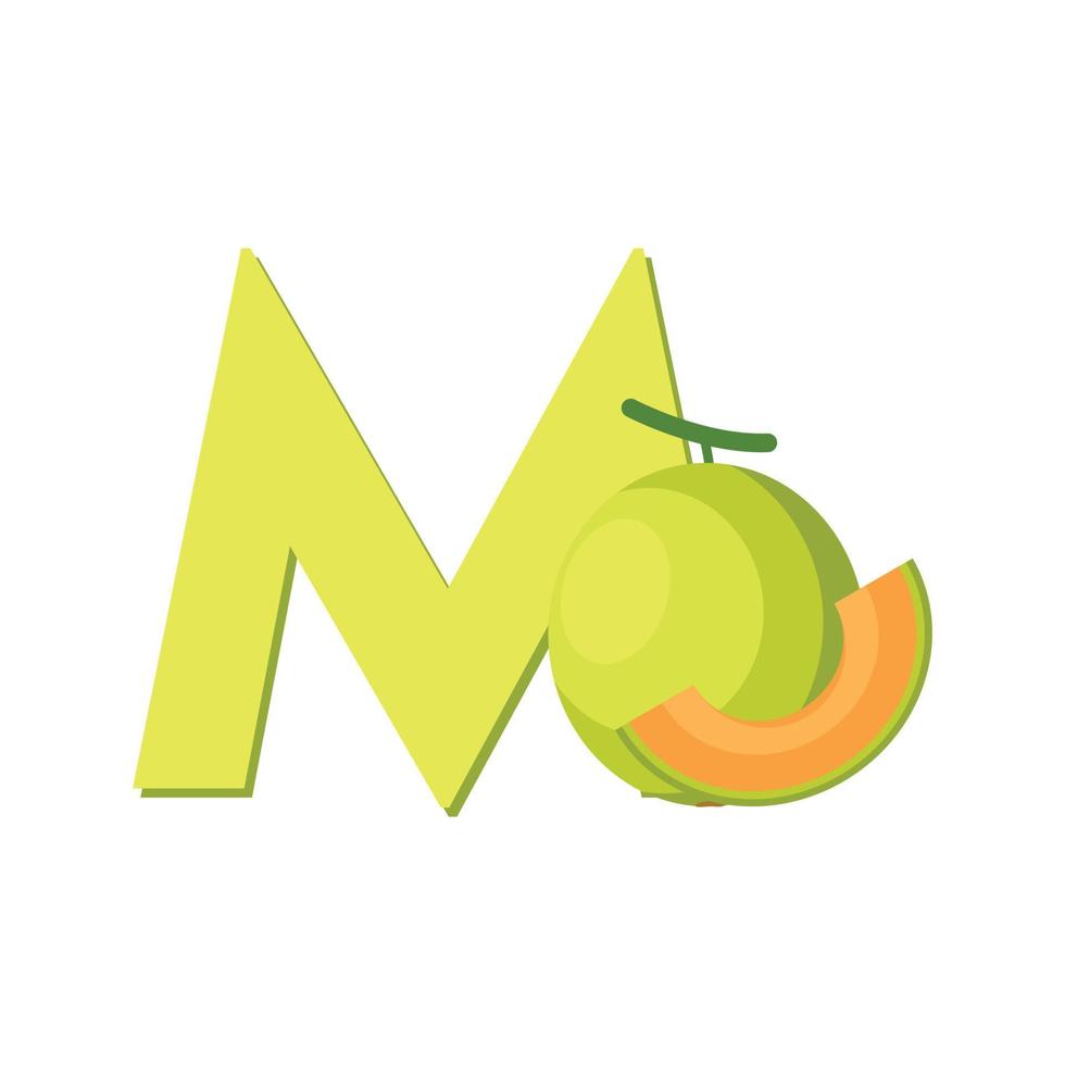 brev m alfabet frukt melon, klämma konst vektor, illustration isolerat på en vit bakgrund vektor