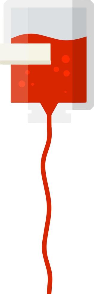 Transfusion. Verpackung von Blut. medizinische Vorbereitung. rote Flüssigkeit im Beutel mit Schlauch. Element Krankenhäuser, Kliniken. flache illustration der karikatur. Behandlung von Patienten mit Blutungen vektor
