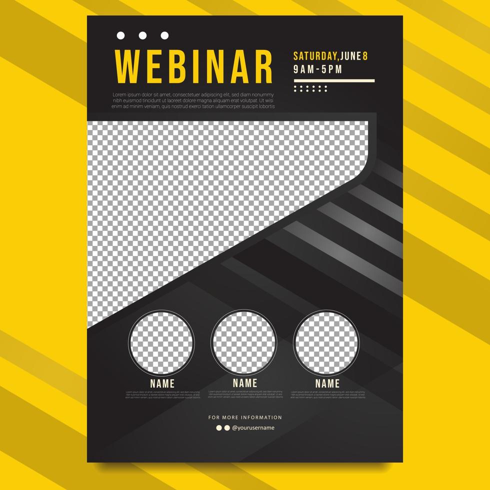 minimalistische schwarze Webinar-Online-Workshop-Poster-Vorlage vektor