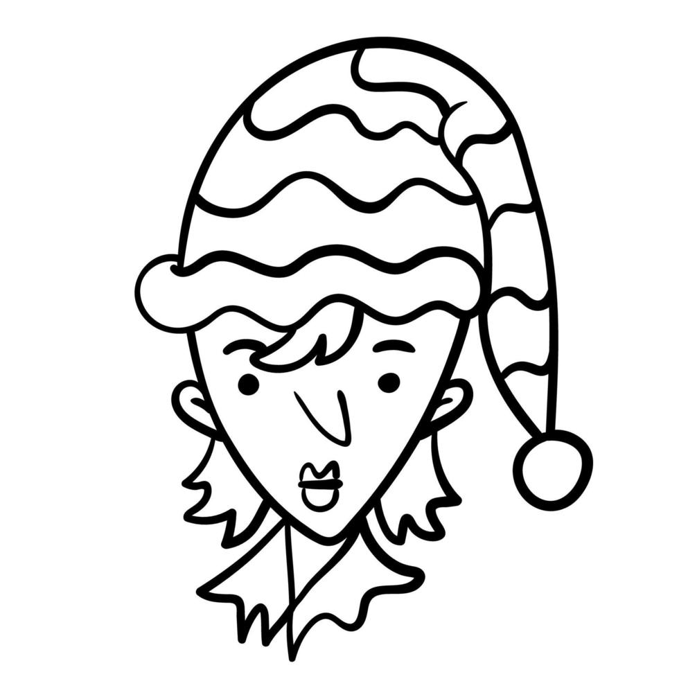 Weihnachtself-Malbuch auf weißem Hintergrund. Doodle-Vektor-Illustration. vektor