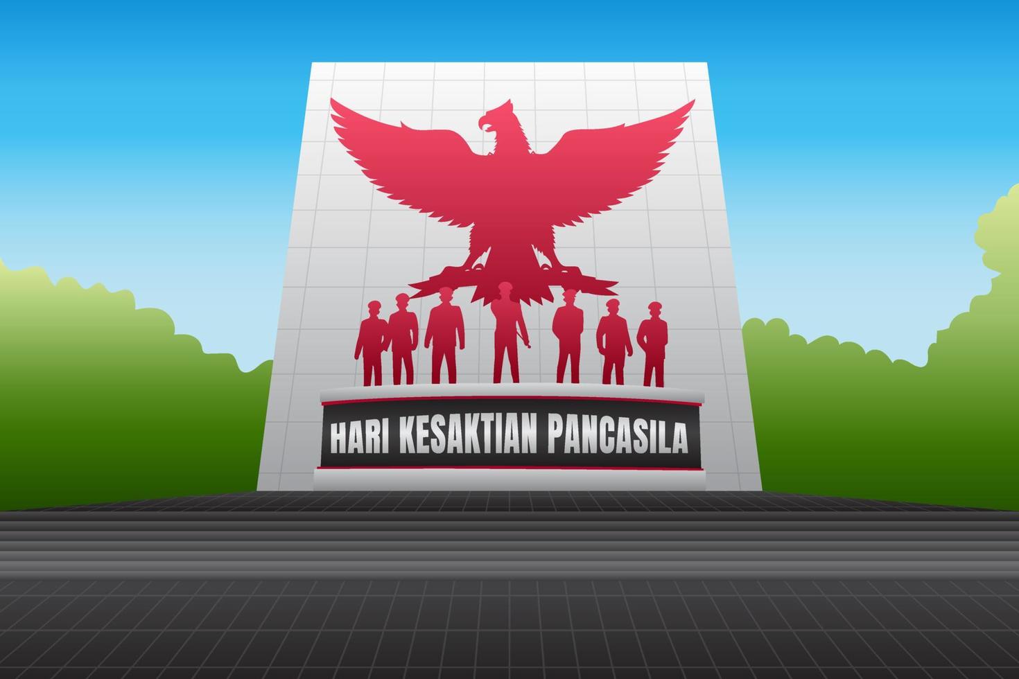 Hintergrund des nationalen Gedenkens der indonesischen Nation. Hari Kesaktian Pancasila, was Tag der Heiligkeit von Pancasila bedeutet vektor