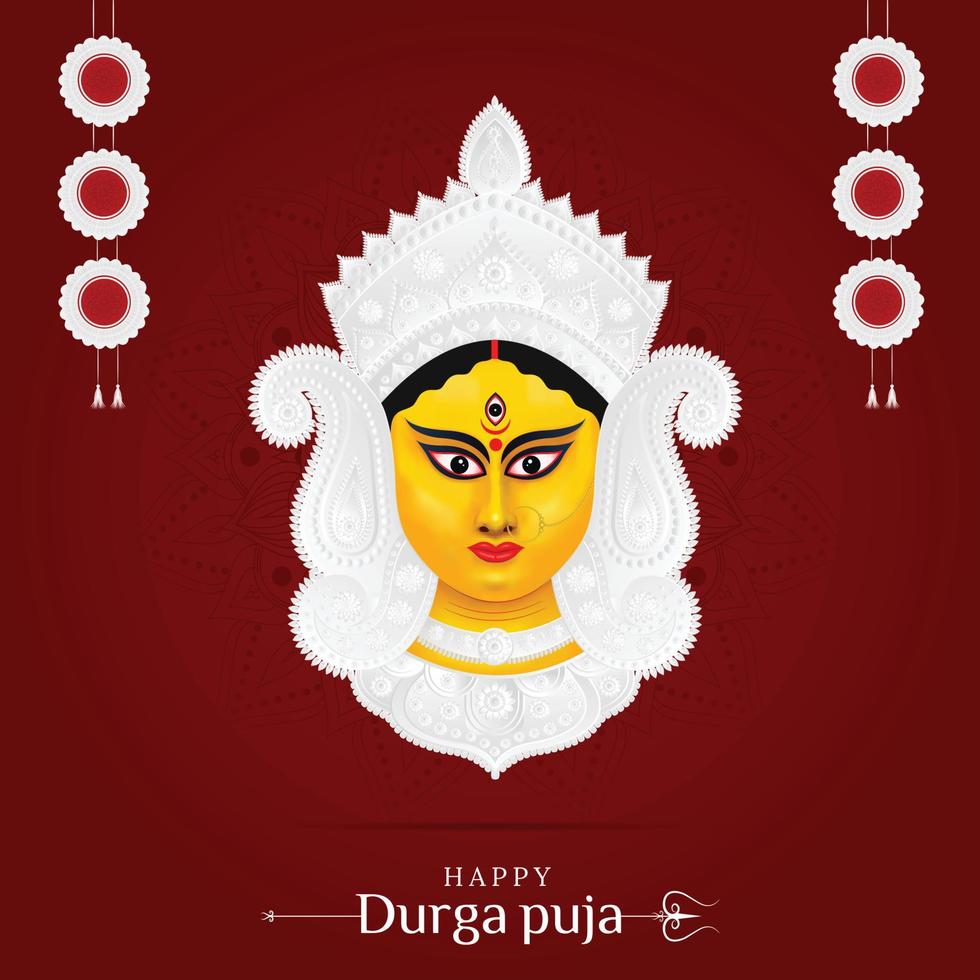 glückliche durga puja illustrationen. Durga-Gesicht. fröhlicher Navratr vektor