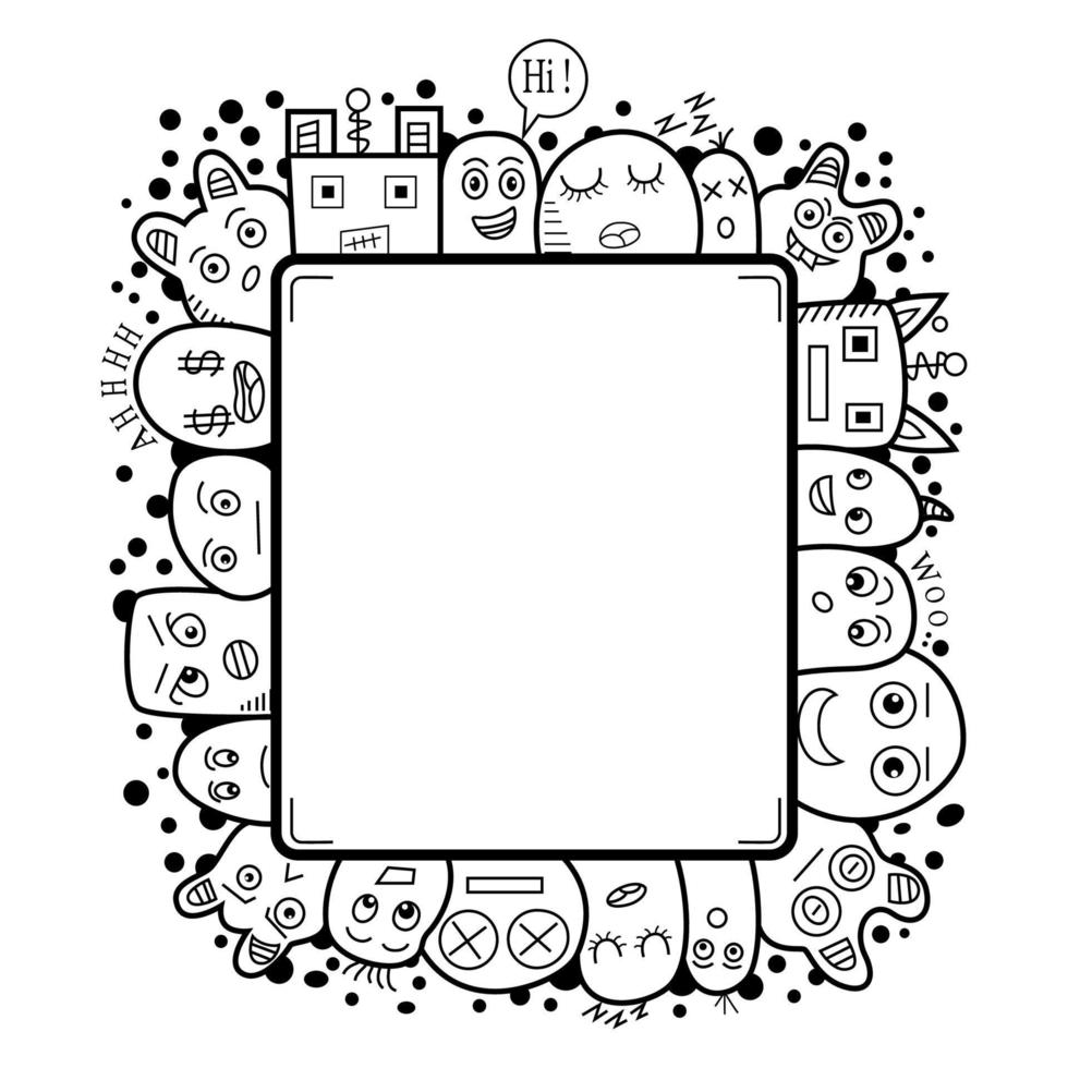 niedliche Monster-Doodle-Strichzeichnungen vektor