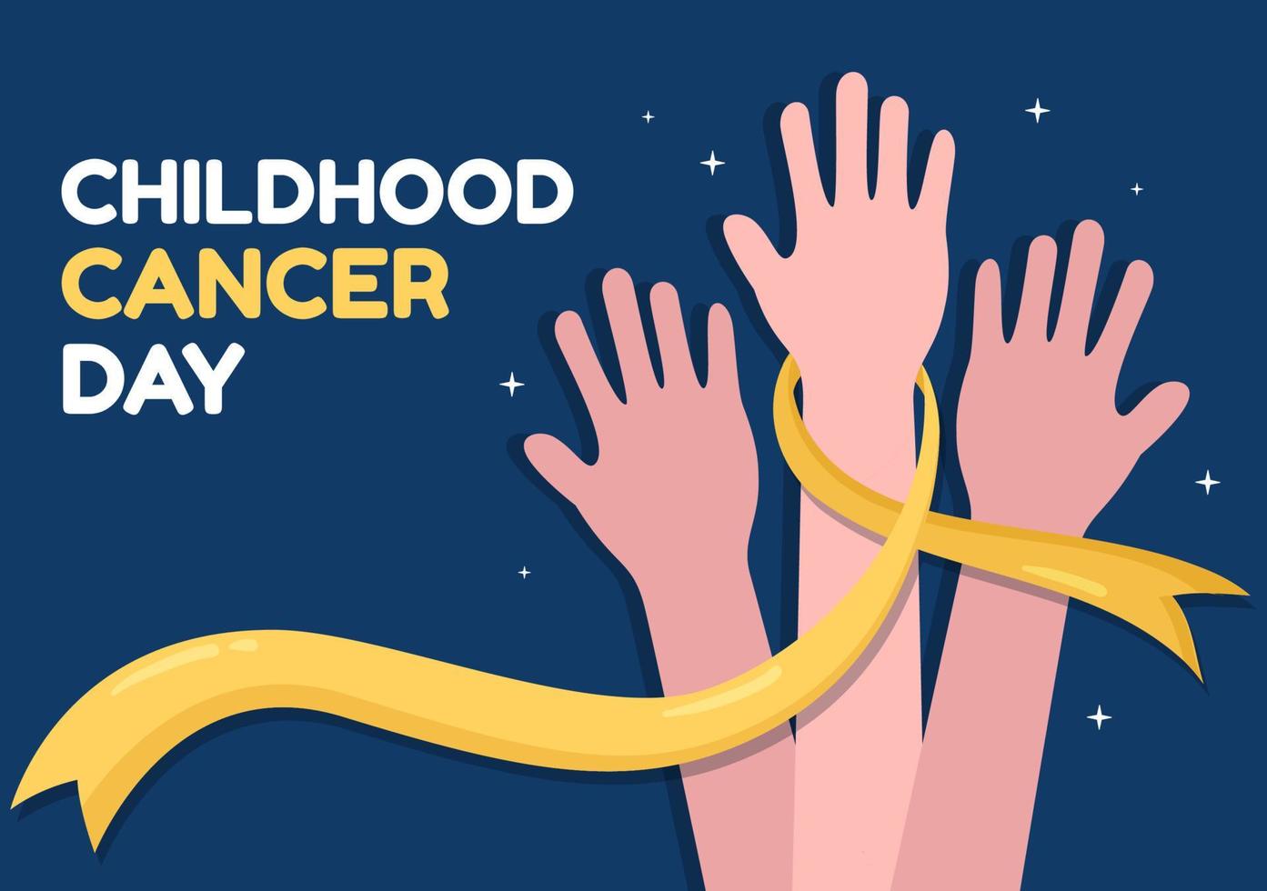 internationell barndom cancer dag hand dragen tecknad serie illustration på februari 15 för höjning medel, främja de förebyggande och uttrycka Stöd vektor