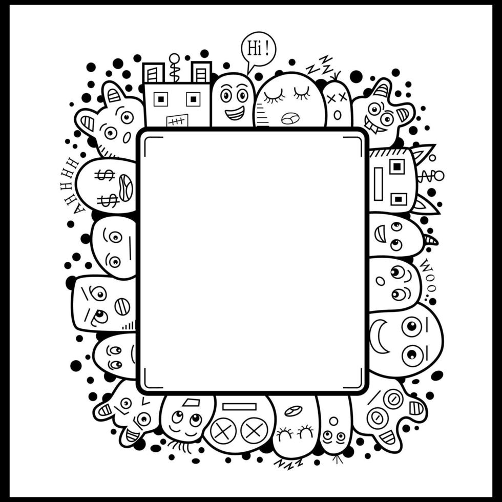 süßes monstergekritzel mit weißer tafelstrichgrafik vektor