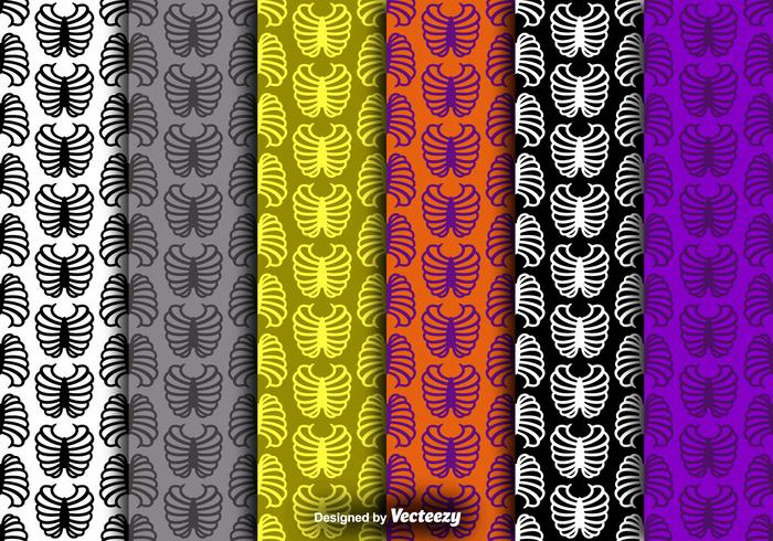 Rib Cage Ikon Färgglada Seamless Patterns Vector Set