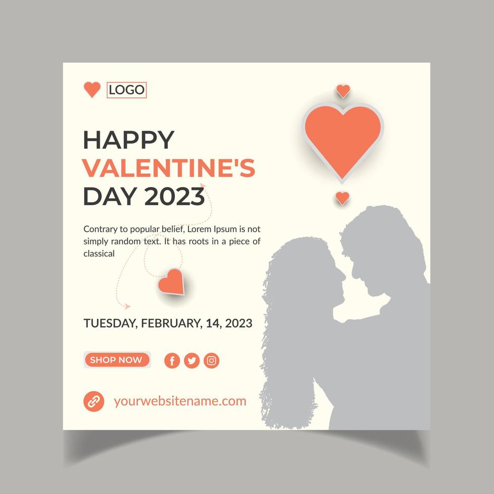Happy Valentinstag Social Media Post Design Vorlage vektor