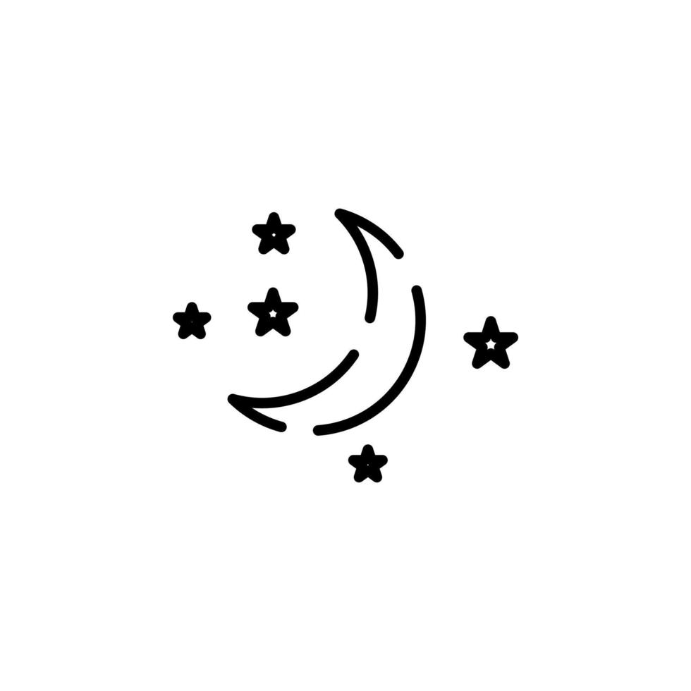 Mond, Nacht, Mondlicht, Mitternacht gepunktete Linie Symbol Vektor Illustration Logo Vorlage. für viele Zwecke geeignet.