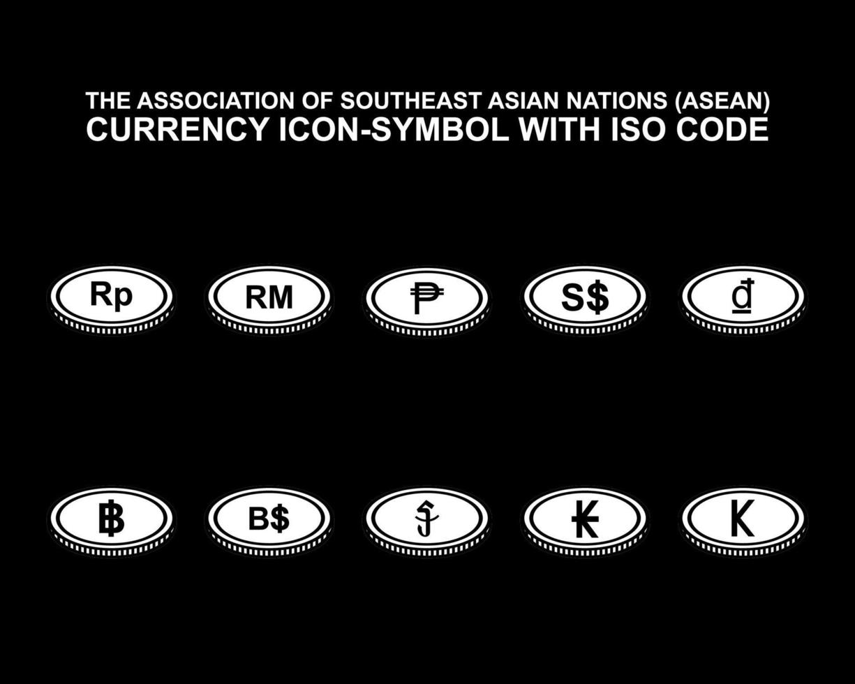 der verband südostasiatischer nationen, asean-währungssymbol mit iso-code. Vektor-Illustration vektor