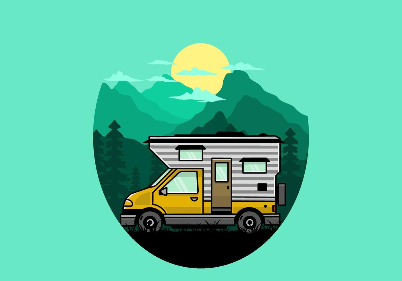 van box camper illustration abzeichen design vektor