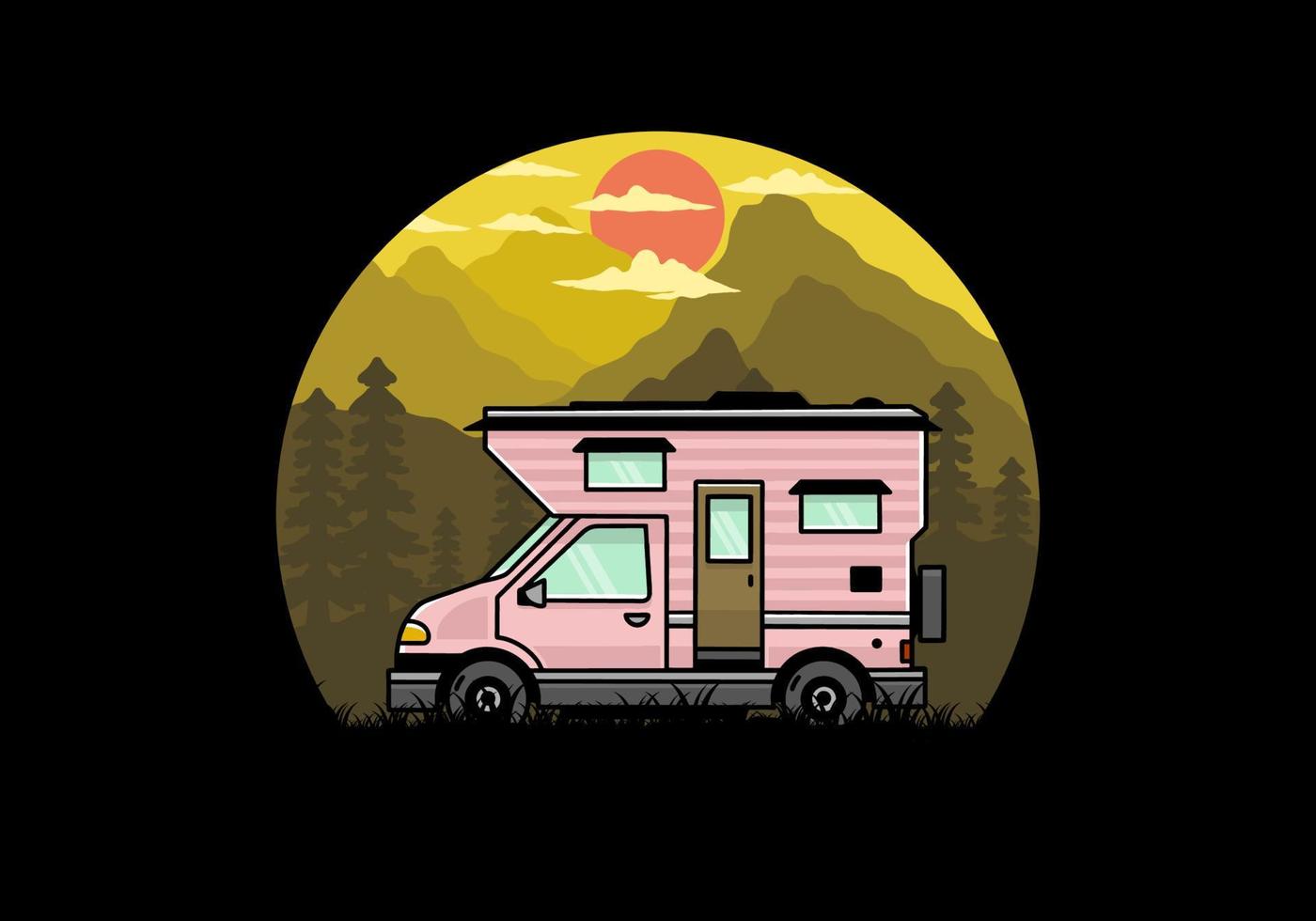 van box camper illustration abzeichen design vektor