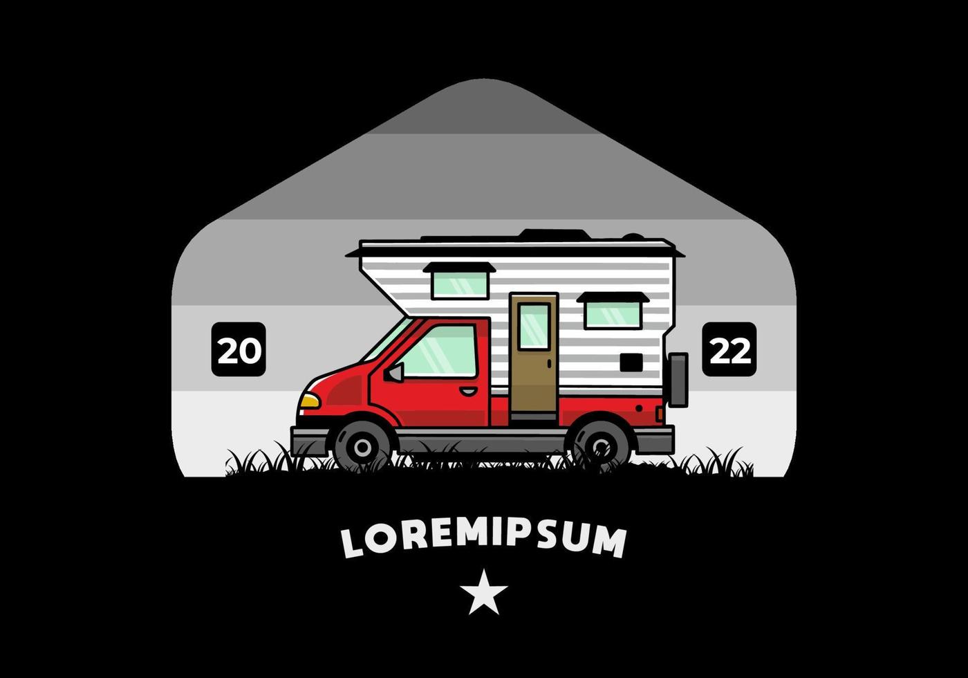 van box camper illustration abzeichen design vektor