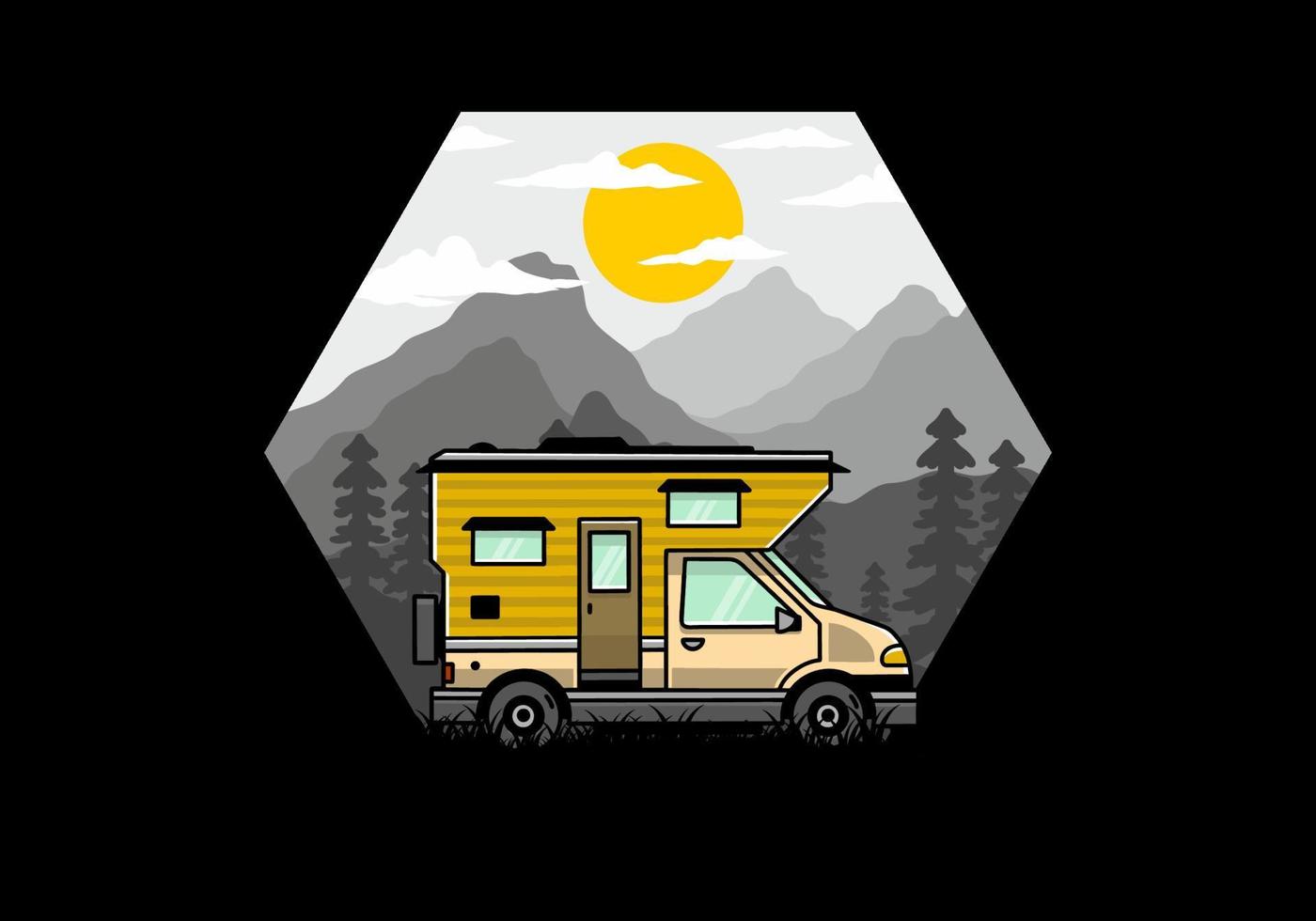 van box camper illustration abzeichen design vektor