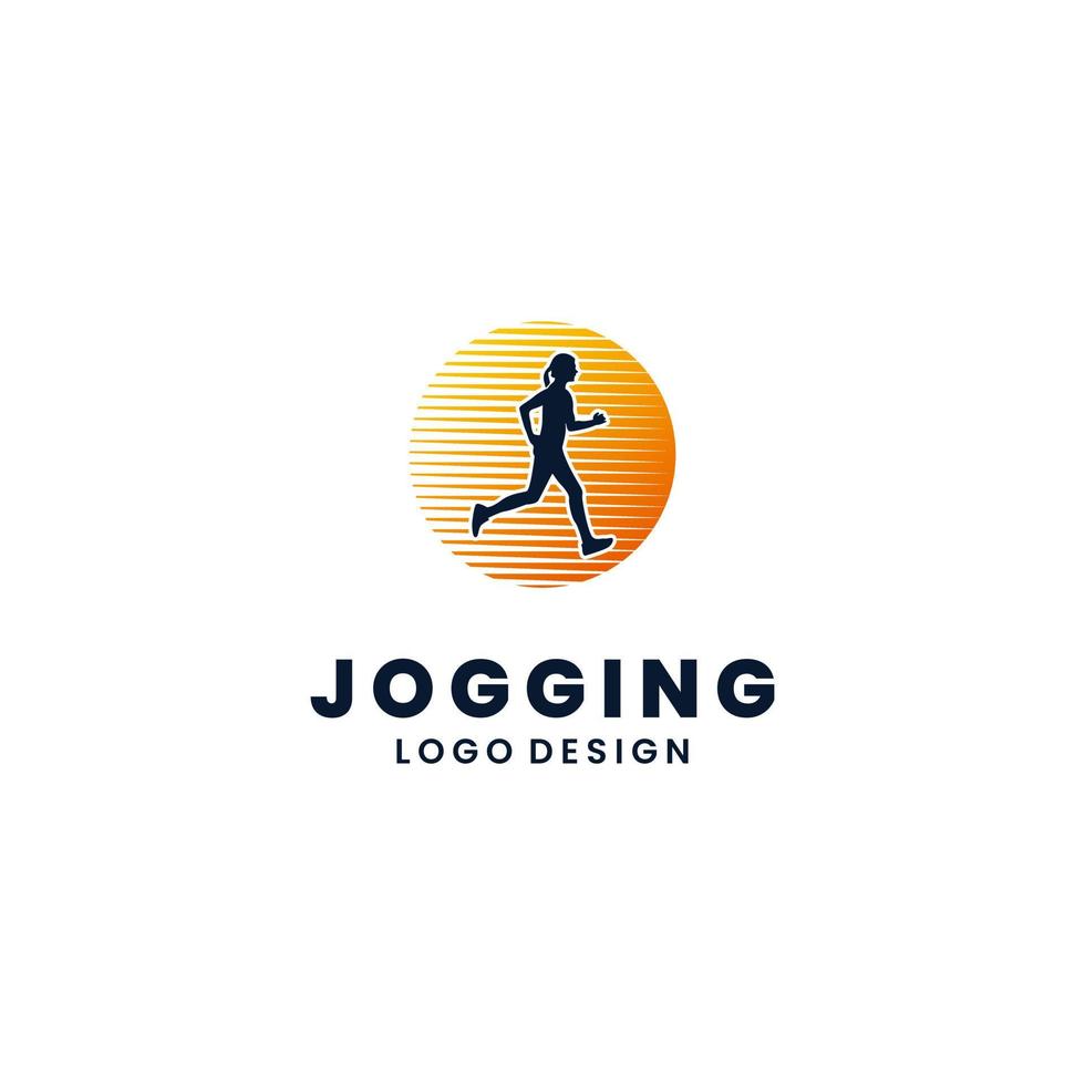 weibliche Silhouette Jogging-Logo-Design auf isoliertem Hintergrund vektor
