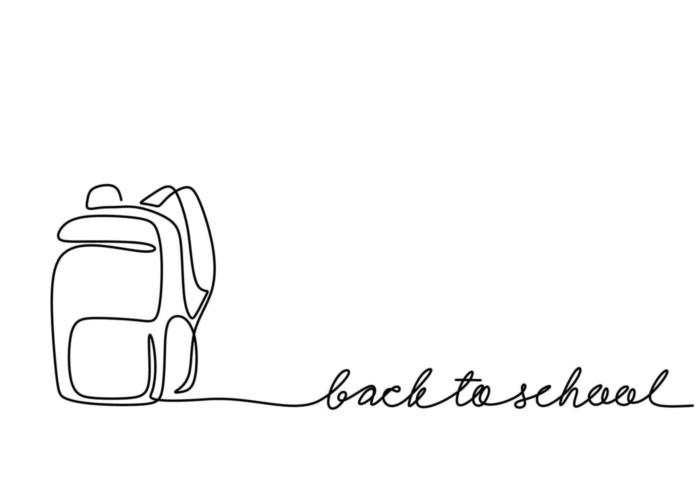 ett kontinuerlig enda linje hand dragen av väska för tillbaka till skola tema isolerat på vit bakgrund. vektor