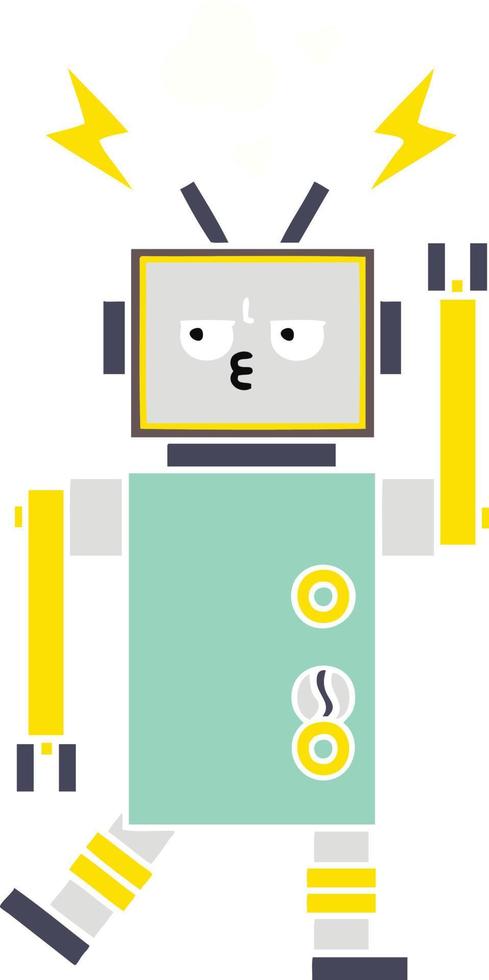 Retro-Cartoon-Roboter in flacher Farbe vektor