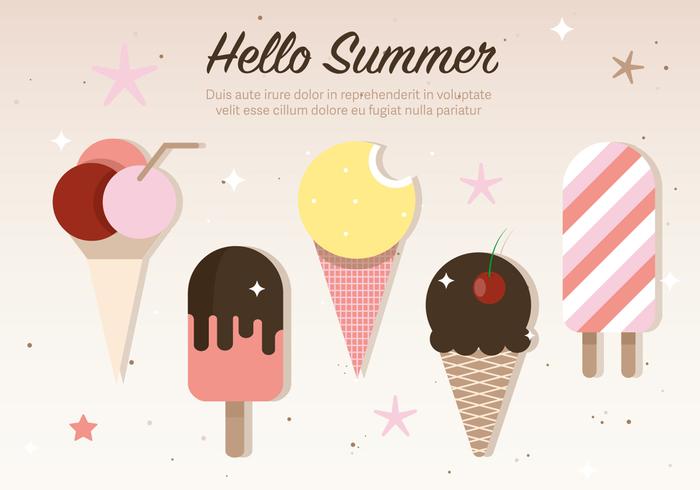 Gratis Flat Ice Cream Vector Illustration