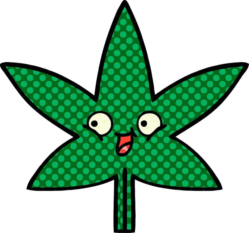 serietidning stil tecknad marijuana blad vektor
