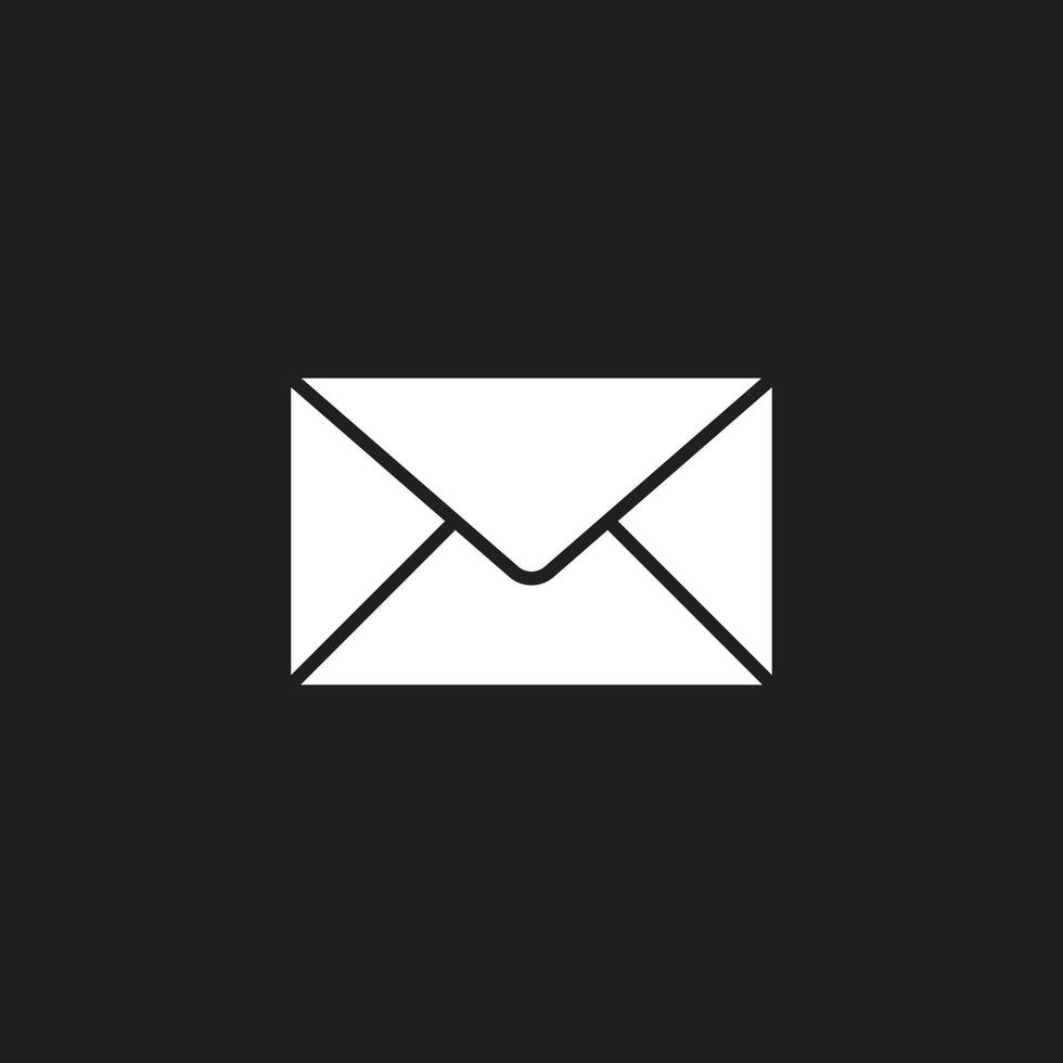eps10 vit vektor e-post abstrakt fast ikon isolerat på svart bakgrund. kuvert post tjänster symbol i en enkel platt trendig modern stil för din hemsida design, logotyp, och mobil Ansökan