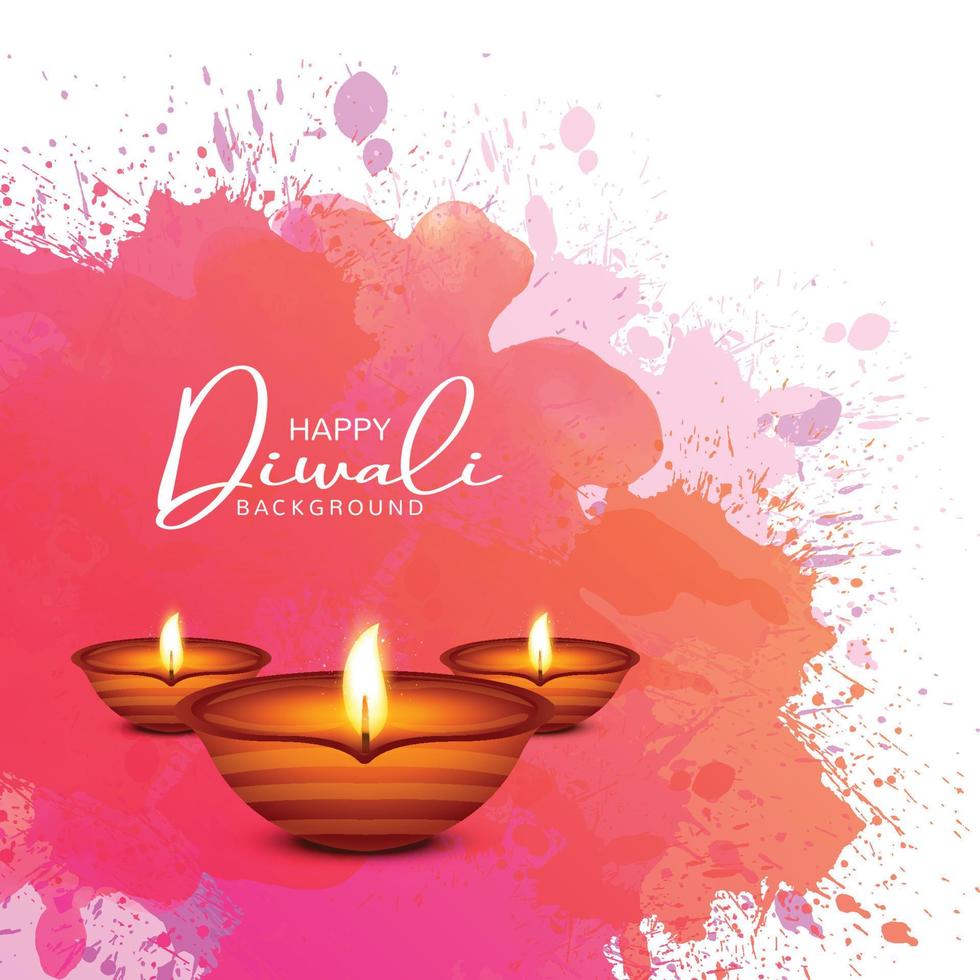 schöner glänzender glücklicher diwali drei diya bunter hindu-festivalhintergrund vektor