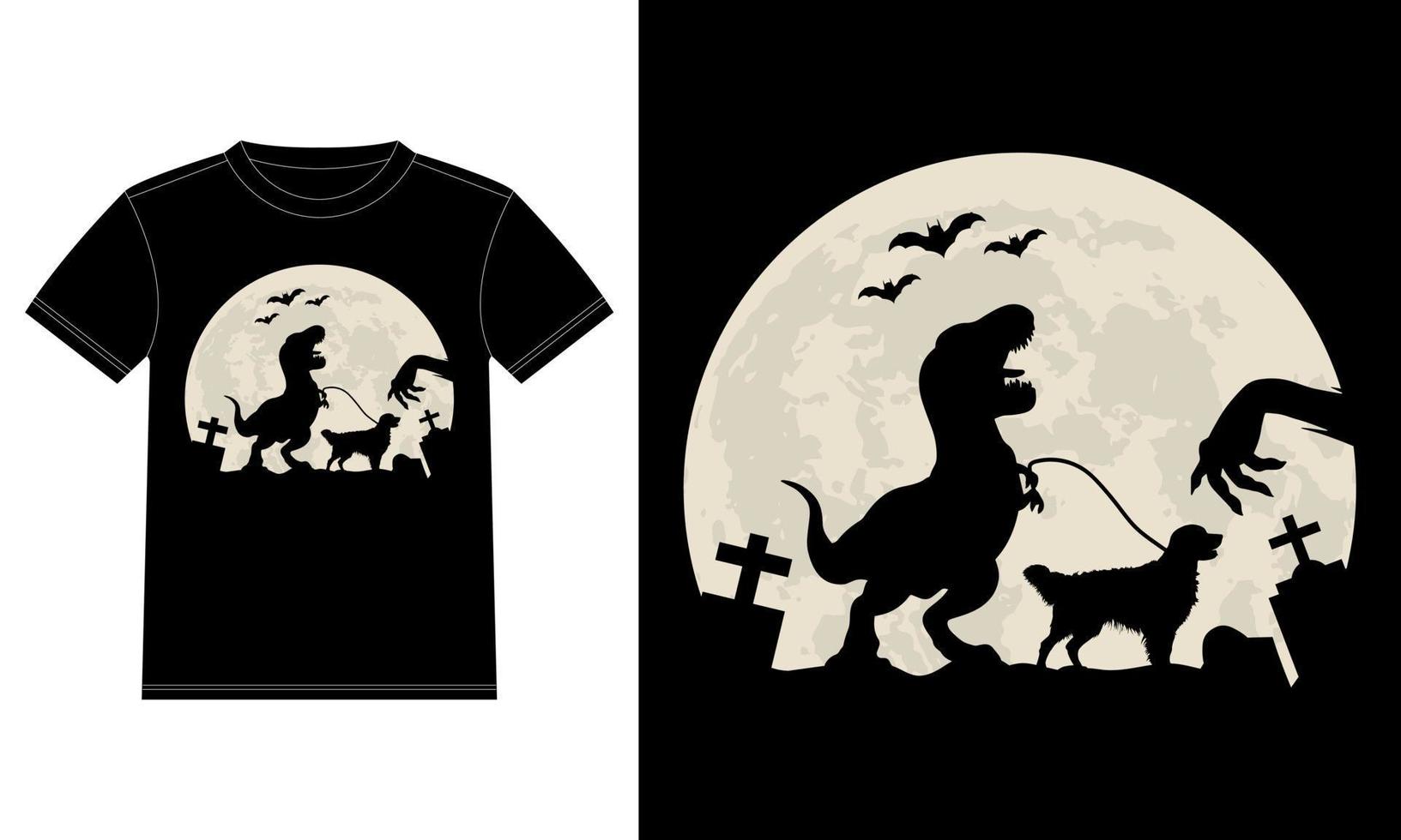 lustiger Halloween-T - Shirt des Dinosauriermondes des goldenen Retrievers vektor