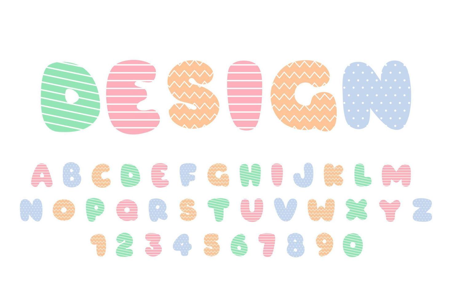 dekorativ färgrik mönster font och alfabet vektor