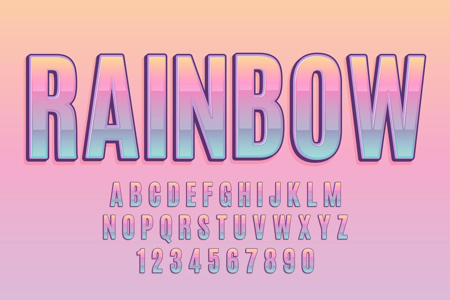 dekorative Regenbogenschrift und Alphabetvektor vektor