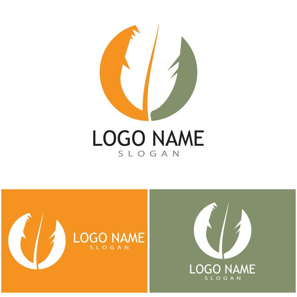 Feder-Ilustration-Logo-Vektor-Template-Design vektor