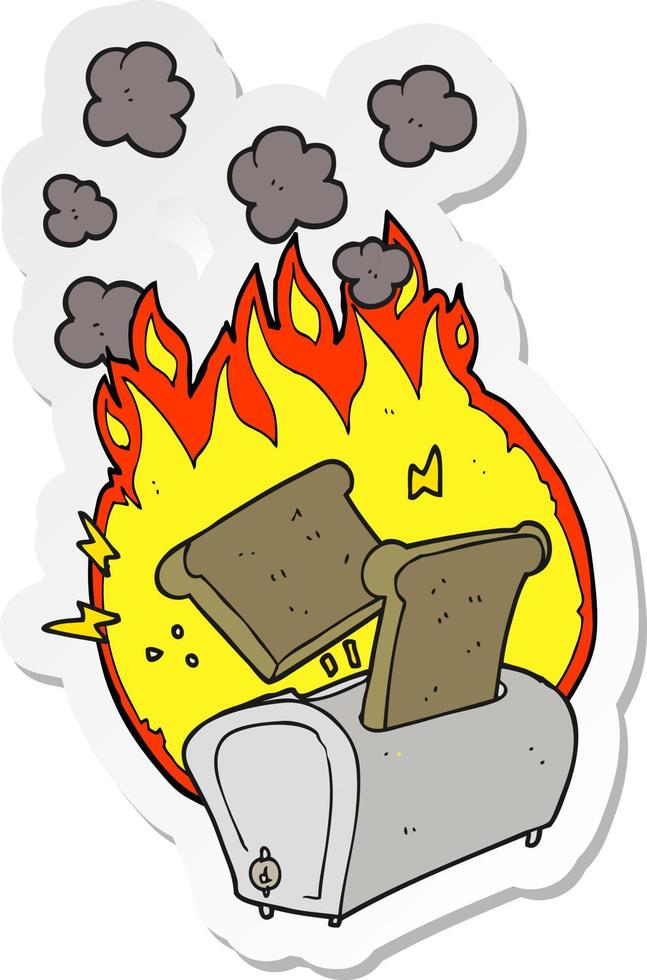 Aufkleber eines brennenden Toasters vektor