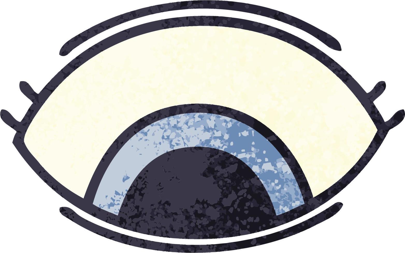 Cartoon-Auge im Retro-Illustrationsstil, das nach unten schaut vektor